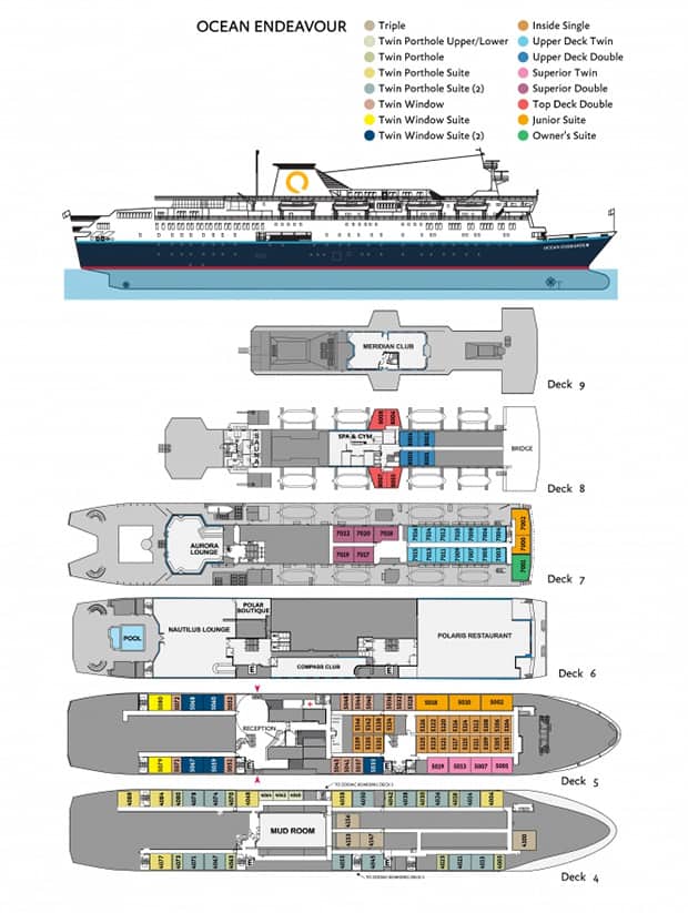 ocean endeavour small ship deck plan