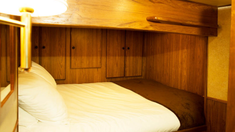 Queen bed aboard Misty Fjord
