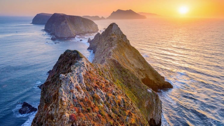 sun sets over the channel islands on wild california escape small ship cruise