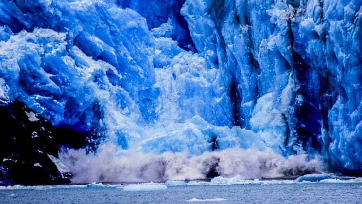 blue alaska glaciers calving