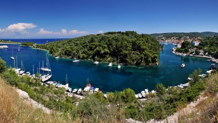 An aerial view of paxos, an island in greece