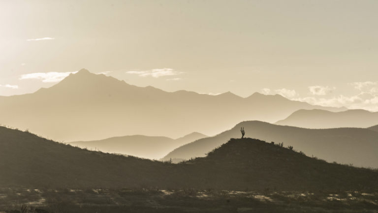 hazy mountain ranges during dusk in baja california