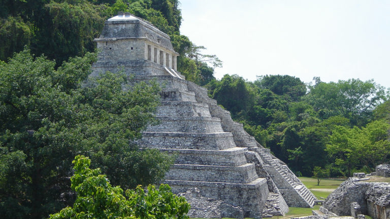 A Mayan ruin pyramid in Palenque, Guatemala.