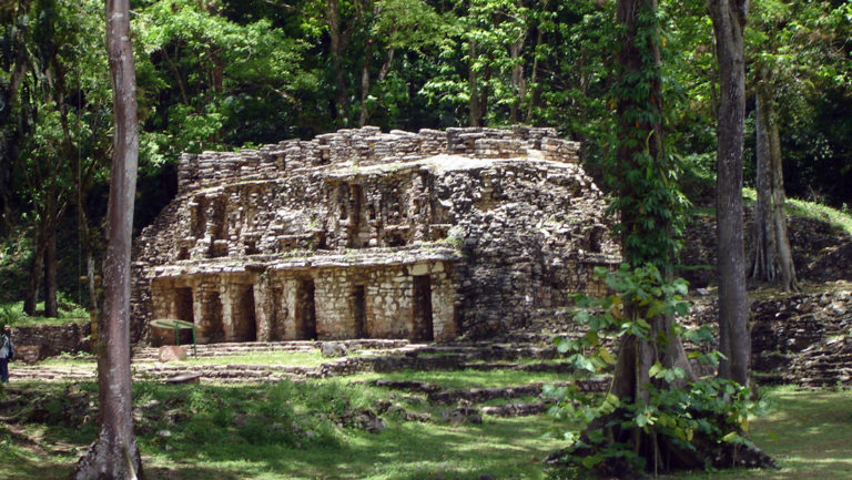 A Mayan ruin in Yaxchillan set in the jungle in Guatemala.