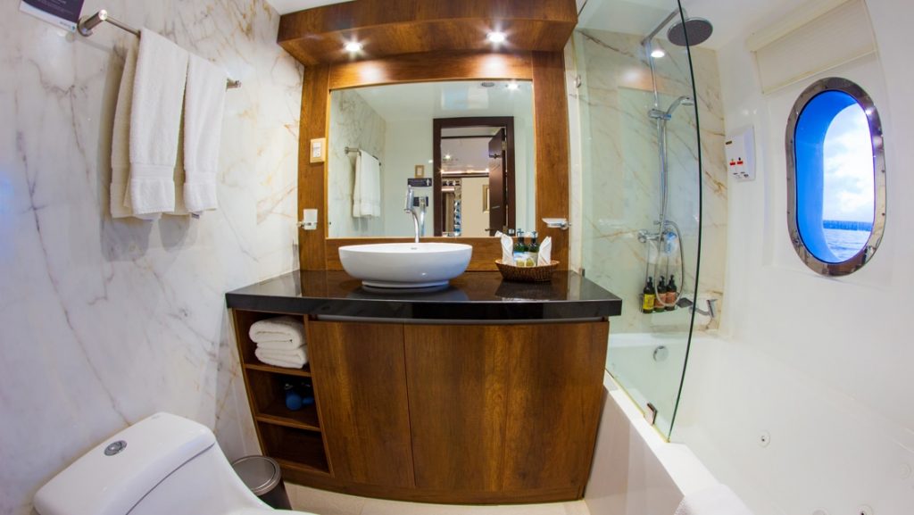 Stateroom bathroom aboard Grand Majestic